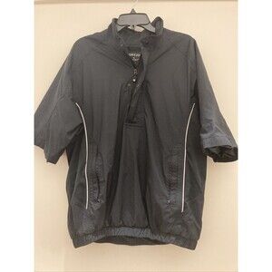 FootJoy DryJoys Pullover Golf Rain Black Half Zip Windbreaker Mens L ShortSleeve